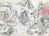 Untitled No. 6 "Flower", Liu Wei (Chinese, born 1965), Accordion album of twenty-four leaves with silk brocade cover; pencil, acrylic, ink, and watercolor on paper, China